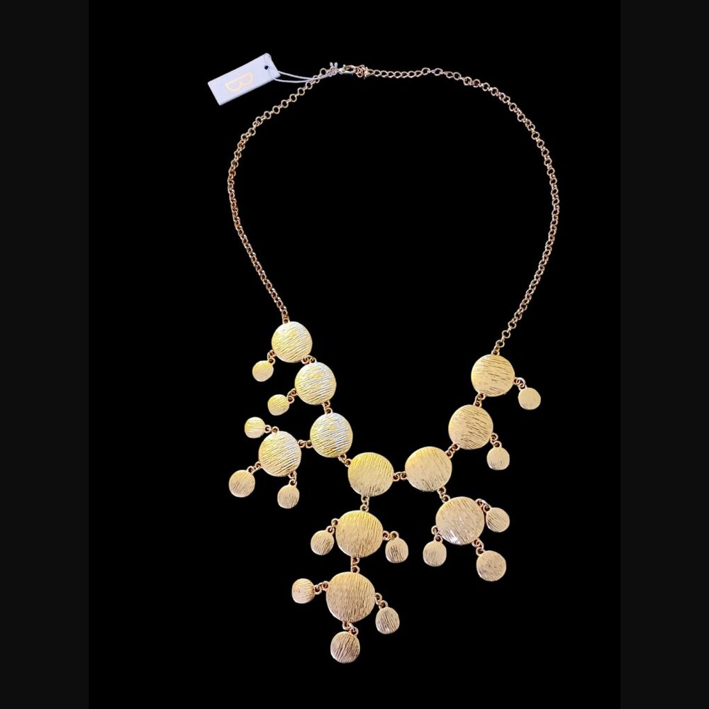 Bancroft Gold Tone 25" Long Chandler Coin Dangle Statement Necklace NWT